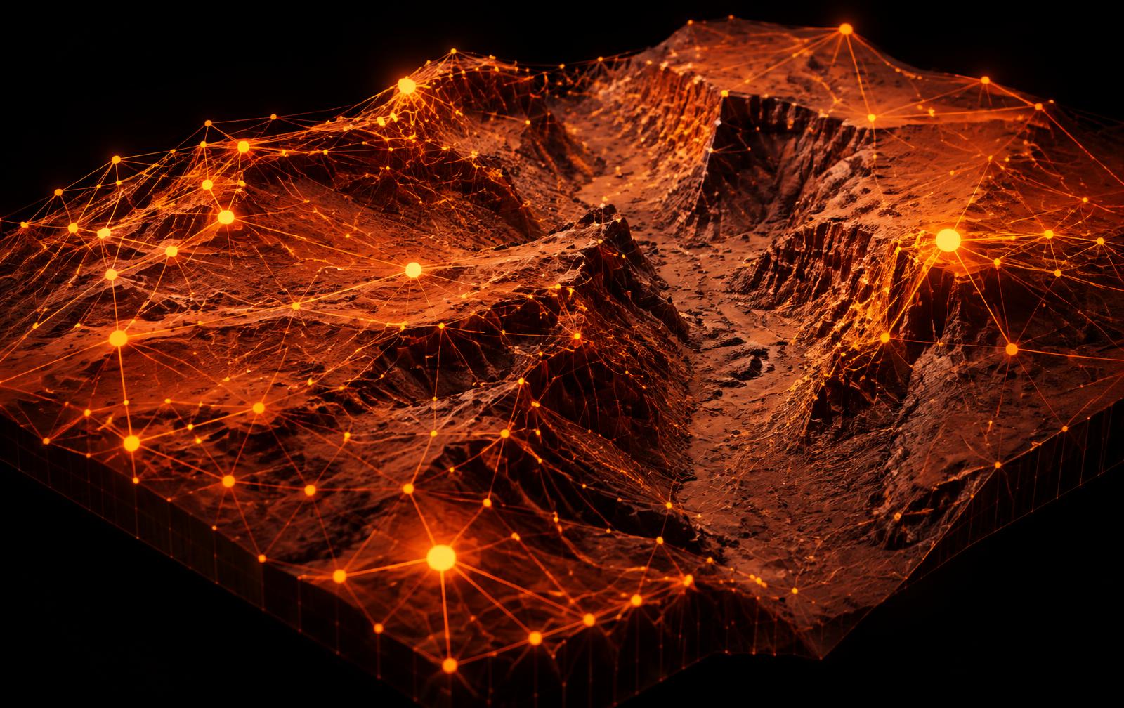 AI node analysis over a Mars terrain map